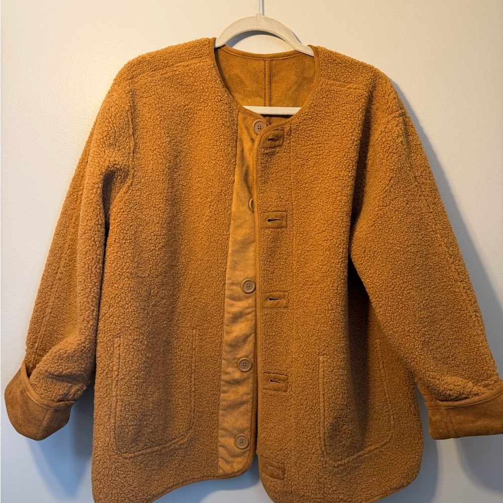 J. Crew Women's Reversible Sherpa and Faux Suede Jacket - Picture 6 of 6
